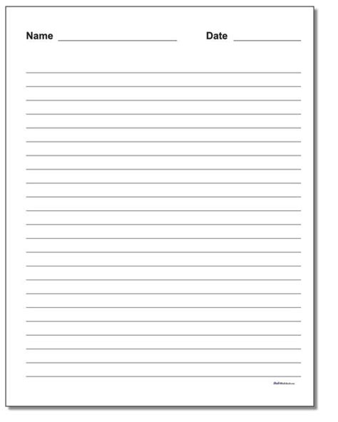 Handwriting Paper Printable Lined With