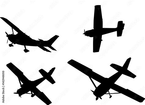 Black Isolated Airplane Silhouettes Vector Stock Vector Adobe Stock