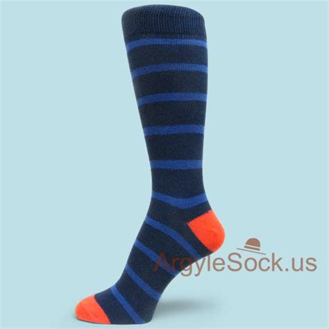 Pink Navy Blue Mens Dress Cotton Wide Striped Socks Groomsmen Socks T Argyle Socks For Men