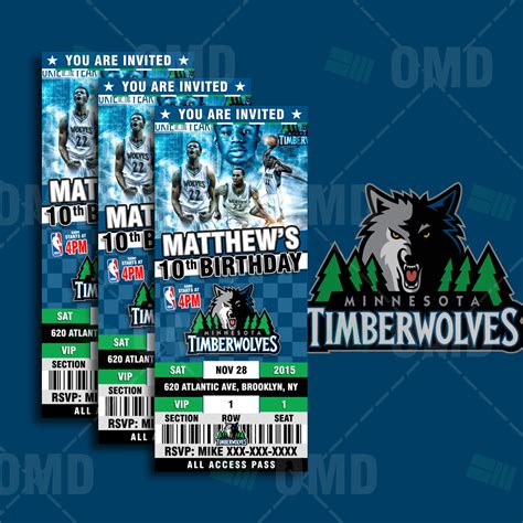 Minnesota Timberwolves Sports Ticket Style Party Invite Sports Invites