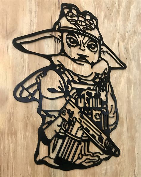 Tactical Baby Yoda Metal Wall Art Plasma Cut Sign Baby Etsy