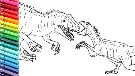 How To Draw Indoraptor Vs Indominus Rex Jurassic World Dinosaurs
