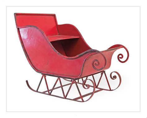 Red Metal Sleigh Holiday Decoration — Museum Outlets Santa Sleigh