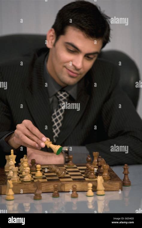 Man Playing Chess Stock Photo Alamy