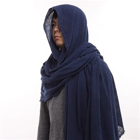 Men Medieval Scarf Brown Black Blue Wrap Cloak Primitive Hood