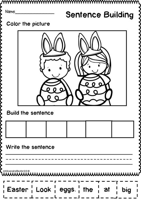 Easter Sentence Building Worksheets Sentence Building Kindergarten