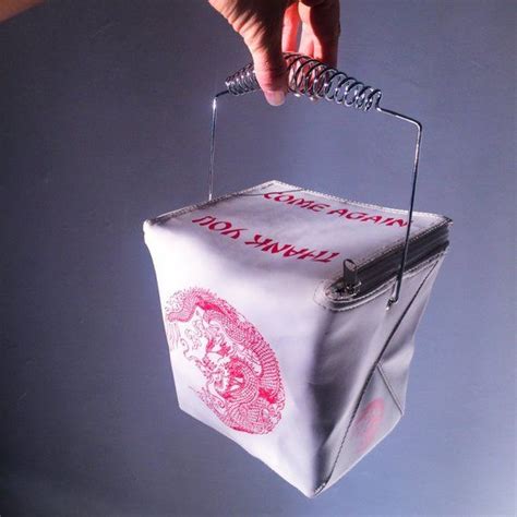 A chinese take out box makes a fun way to wrap a gift. Rare Chinese take out box purse with metal handle, zipper ...