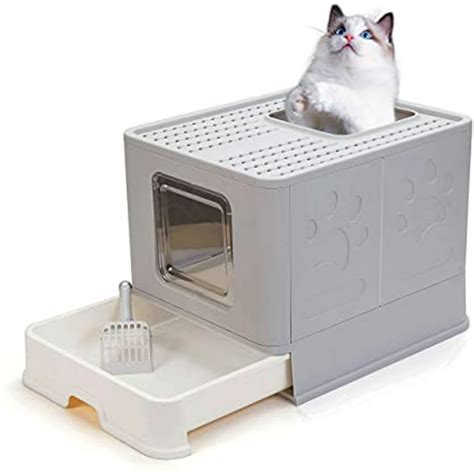 Foldable Cat Litter Box With Lid Large Enclosed Cat Litter Boxes Top