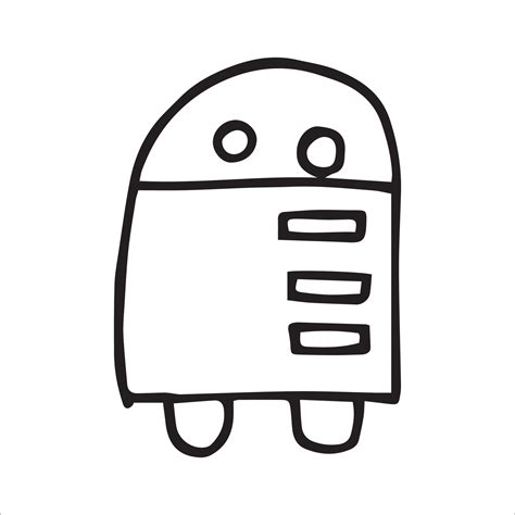 Simple Drawing In Doodle Style Robot Cute Robot Hand Drawn With Lines