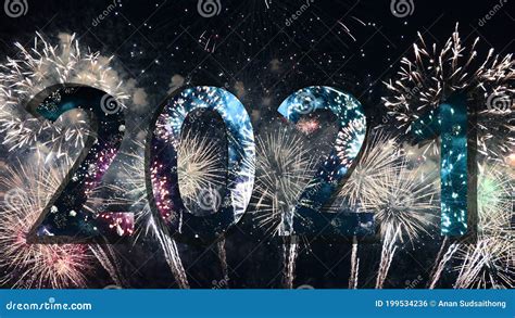 Happy New Year 2021 Fireworks With Text Colorful Firework Display