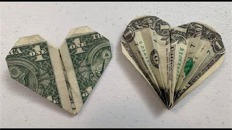 Dollar Origami Two Ways To Make A Heart Youtube