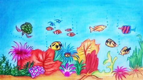 How To Draw Underwater Scene Step By Step Underwater Drawing Easy