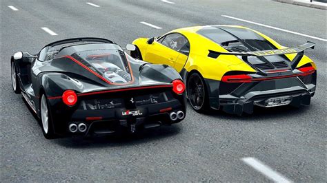 Bugatti Chiron Pur Sport Vs Ferrari Laferrari Aperta Drag Race 20 Km