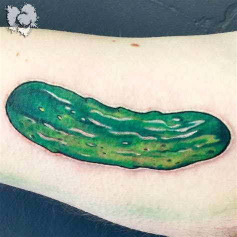 This work is considered to be a universal, mostly done in black, less image color and harmoniously fit into the picture. ceejay:pickle-pickle-arm-color-green-food