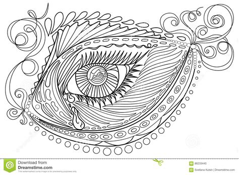 Zen Tangle Stylized Abstract Fish And Eye Isolated On