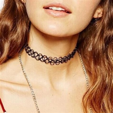 1pcs fashion neck jewelry stretch tattoo henna choker hippy necklace single layer plastic neck