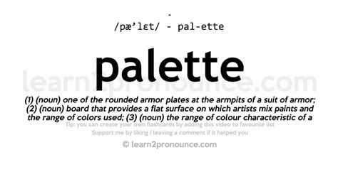 Pronunciation Of Palette Definition Of Palette Youtube