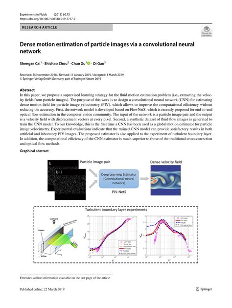 Pdf Dense Motion Estimation Of Particle Images Via A Convolutional