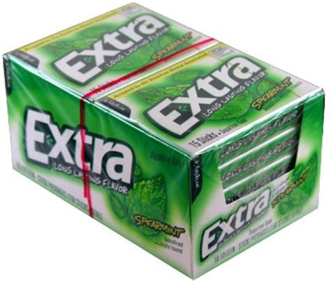 6 Pack Extra Sugar Free Gum Spearmint 10 Packs 15 Ct Per Pack