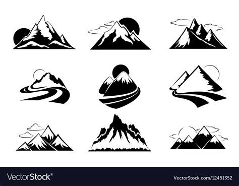 Mountains Silhouettes Mountain Set For Outdoor Vector Image