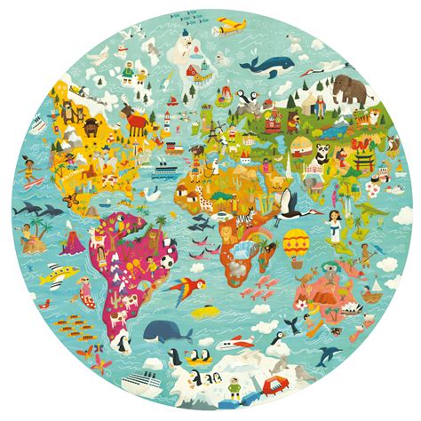 Round World Map Jigsaw Puzzle Anilas Uk