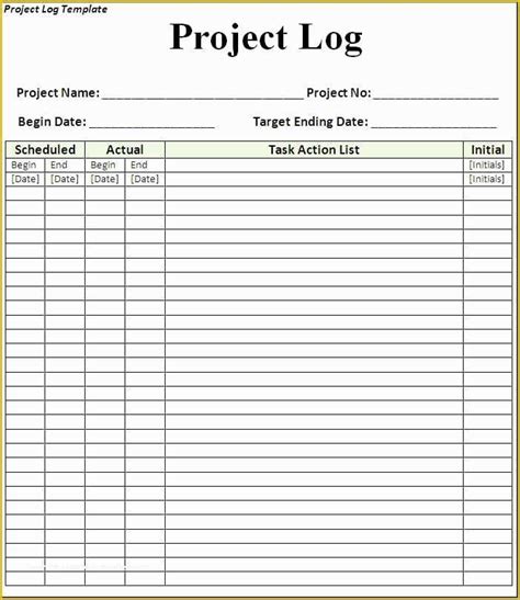 Project Forms Free Templates Of 7 Free Project Log Templates Excel Pdf