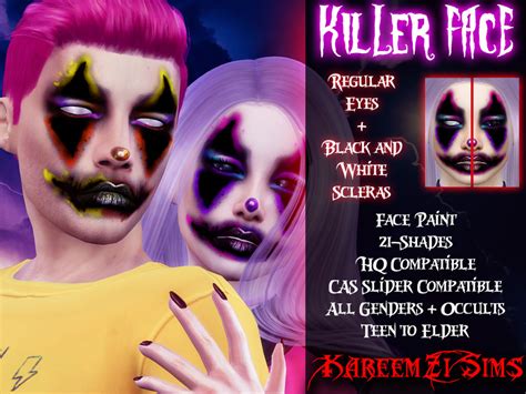 The Sims Resource Killer Face Clown Makeup 02