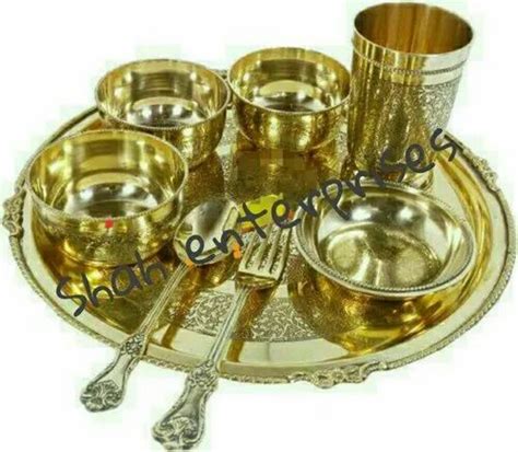 Polished Round Brass Bhojan Thali Set For Gift At Rs Set In New Delhi ID