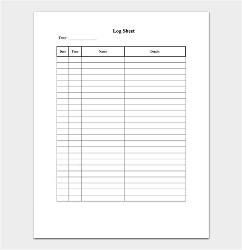 Free Sample Log Sheet Templates In Pdf Ms Word Excel Vrogue