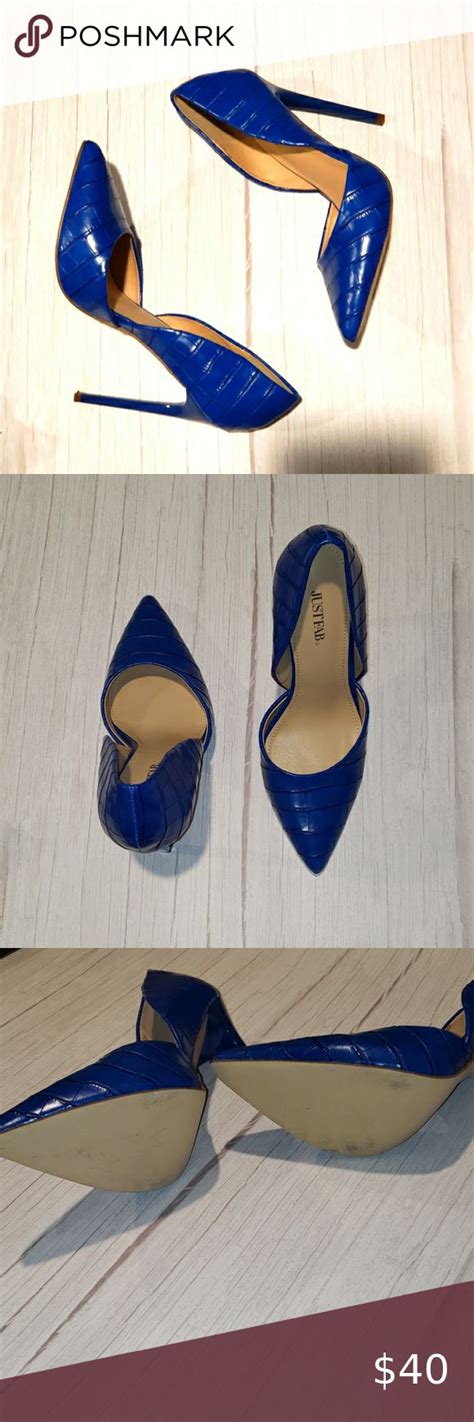 Justfab Blue Croc Pumps In Justfab Shoes Heels Ankle Strap