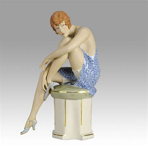 Art Deco Porcelain Figure Entitled Seated Flapper By Royal Dux Art Deco Deco Art