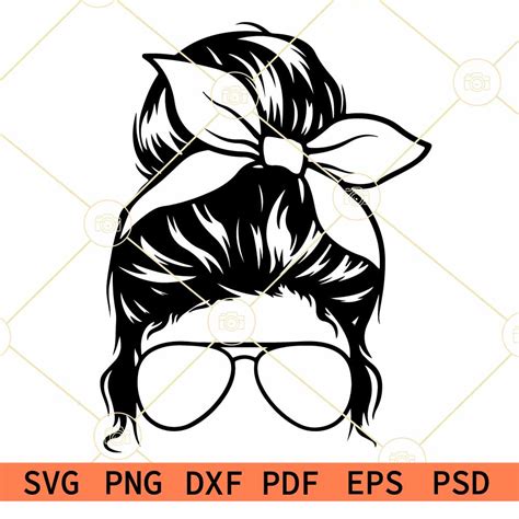 Messy Bun SVG Free Messy Bun Hair SVG Free Messy Hair Svg Mom Life