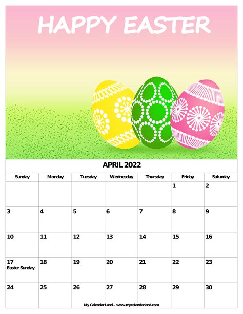 2024 April Calendar With Easter Eggs Gail Melissa