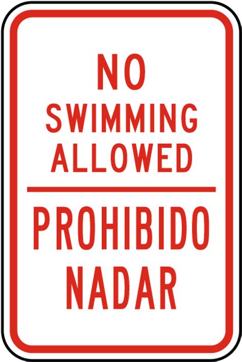 Bilingual No Swimming Allowed Sign Get 10 Off Now
