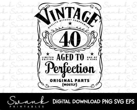 40th Birthday Svg Vintage Birthday Limited Edition Svg Etsy