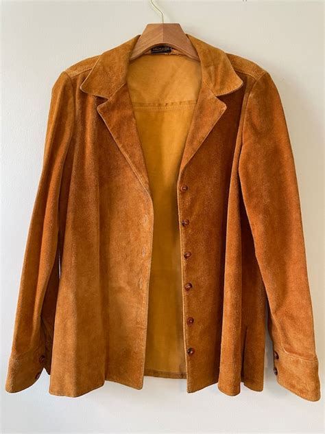 Vintage Suede Leather Silton Blazer 70s Western Jacke Gem