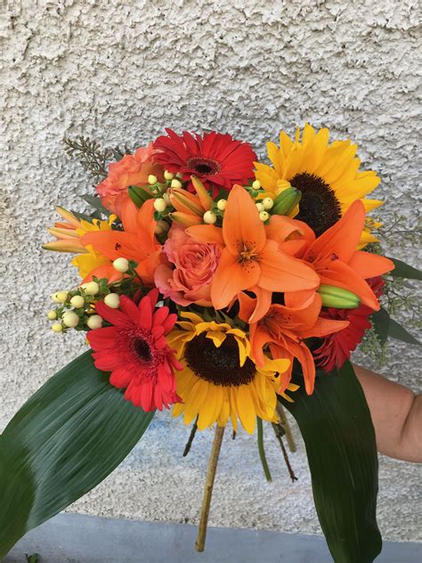 Sunflower Gerbera Lillies Lily Bouquet Wedding Wedding Bridal