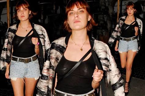 Tallulah Willis Flashes Nipple Pasties In See Through Top And Studded Denim Hot Pants On Night