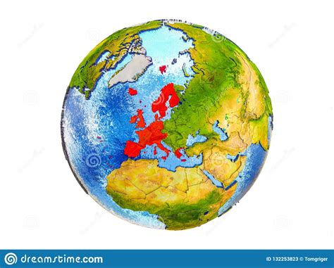 Map Of Western Europe On 3d Earth Isolated Stock Illustration