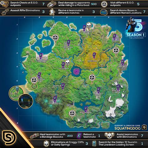 Season 5 guide features a roundup of all of the available information you will want to know about the new season of the battle pass. Fortnite Chapter 2 Season 1 Week 5 Challenges Cheat Sheet