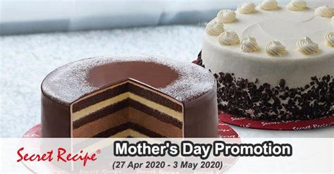 Just spend rm100 or more at secret recipe and receive my secret box for free. Secret Recipe Mother's Day Pre-Order 15% OFF Promotion (27 ...