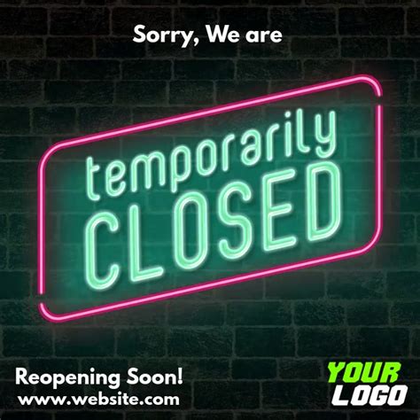Sorry We Are Temporarily Closed Neon Sign Vid Template