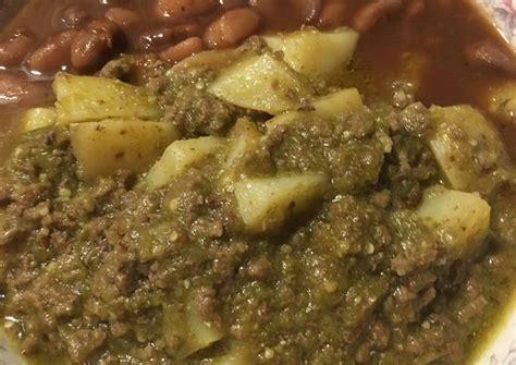 Carne Molida Con Papas En Salsa Verde Receta De Estrella Dominik Cookpad