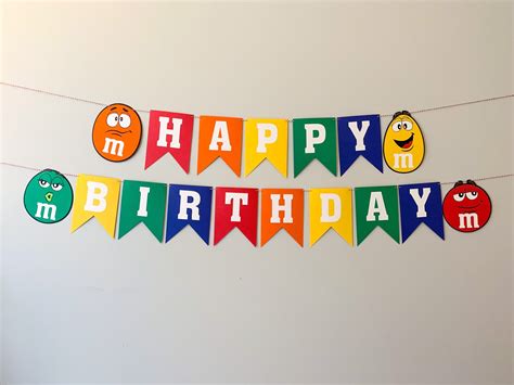 Mandm Candy Themed Happy Birthday Banner M And M Candy Etsy