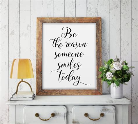 Be The Reason Someone Smiles Today Typography Print Quote Etsy
