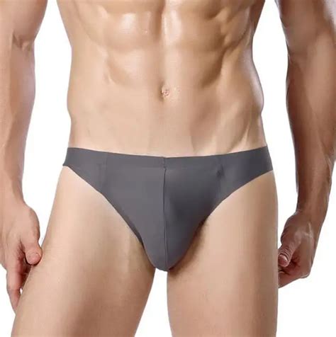 New Sexy Mens Bikini Underwear Latex Men Gay Silk Seamless Mens