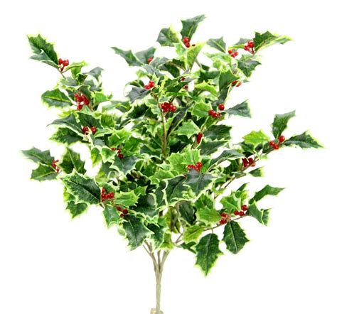 Artificial Holly Leaves Berries Christmas Bush