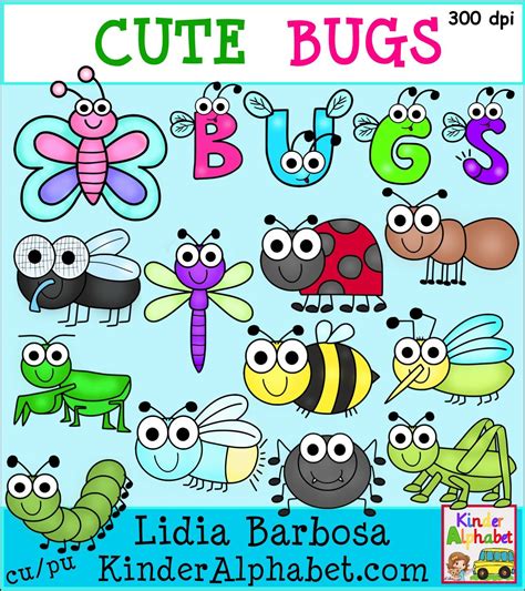 Clip Art For Teachers Cute Bugs Includes Color And Black And White