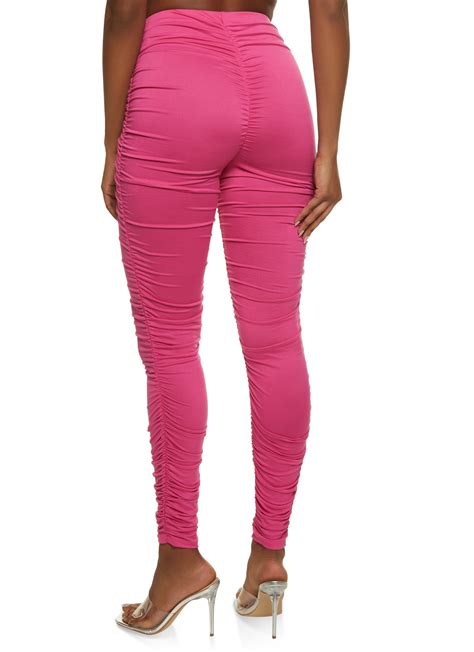 Solid Ruched High Waist Leggings