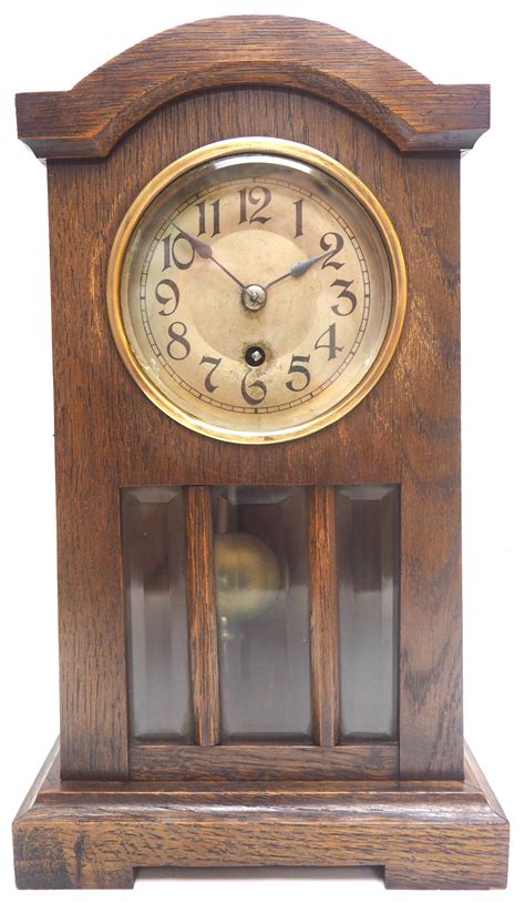 Antique German Mantel Clock Bevelled 4 Glass Mantle Clock By Hac
